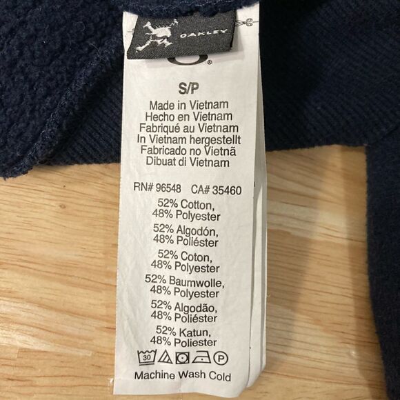 Oakley, Navy blue & White Graphic Drawstring Hoodie Small Unisex Outerwear Small - Picture 7 of 9